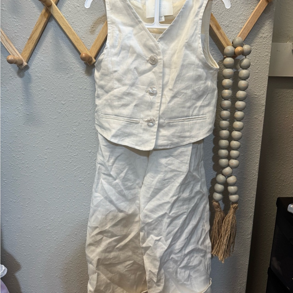 Elegant Cream Vest and Pants Set